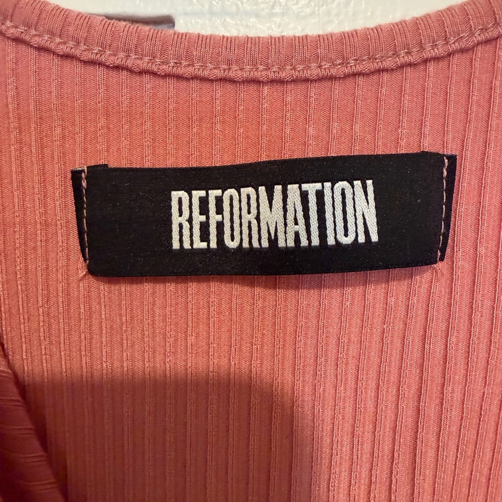 Reformation Pink Ribbed Mini Dress - Picture 3 of 4